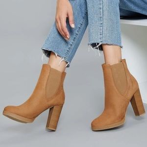 Shein Camel Suede Ankle boot with heel